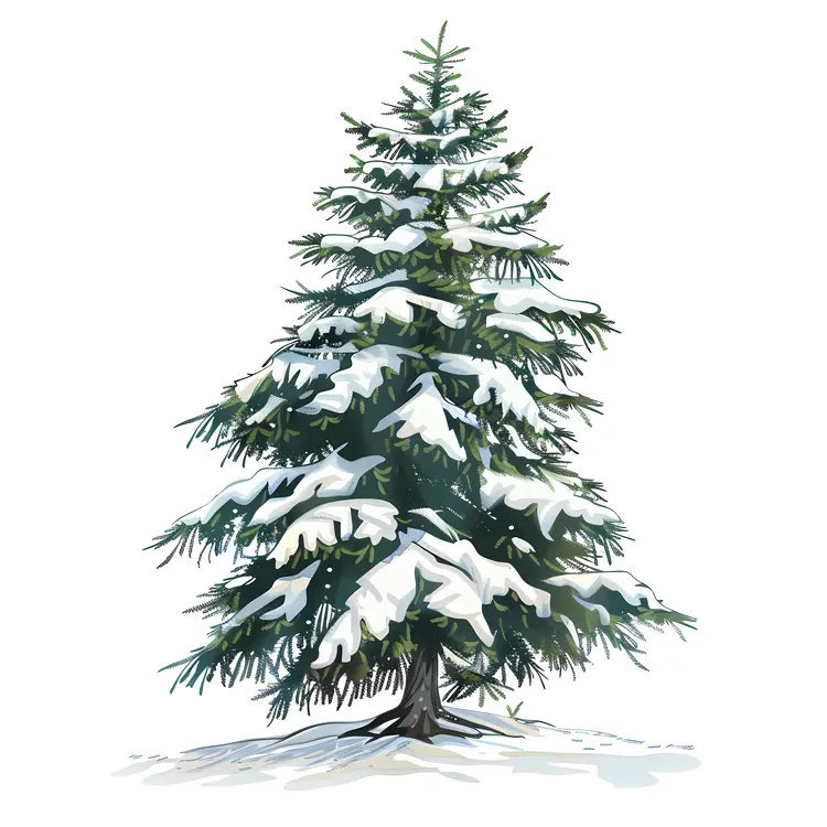 Snowy Pine Tree in Winter