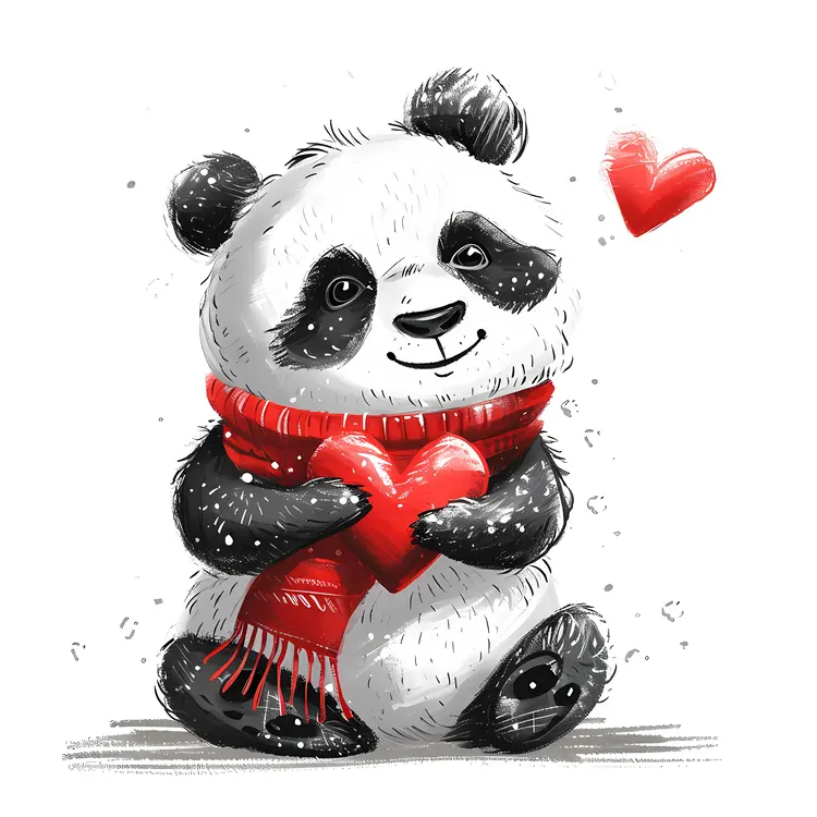 Panda Holding a Heart