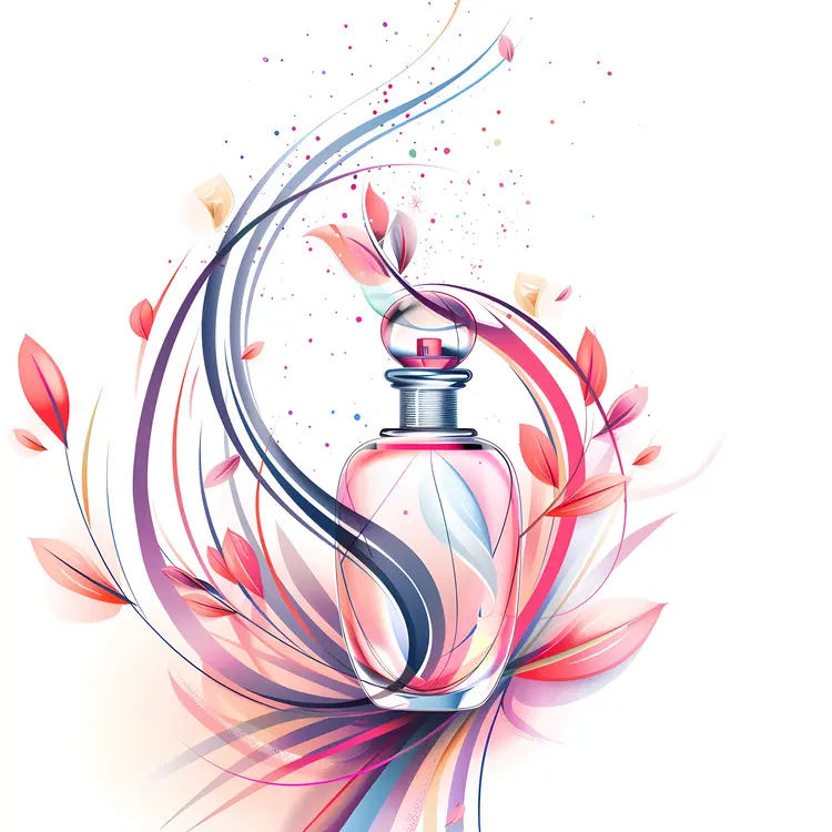 Elegant Perfume Bottle with Pink and Purple Swirls