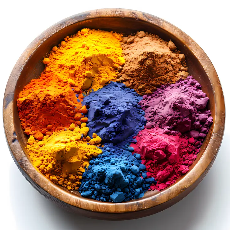 Colorful Pigment Powders in Bowl