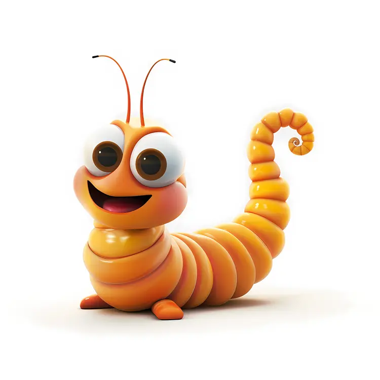 Cute Orange Caterpillar Cartoon