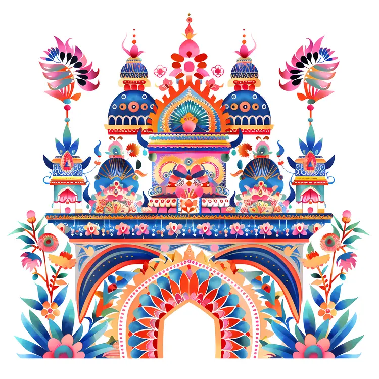 Colorful Ornate Temple Illustration