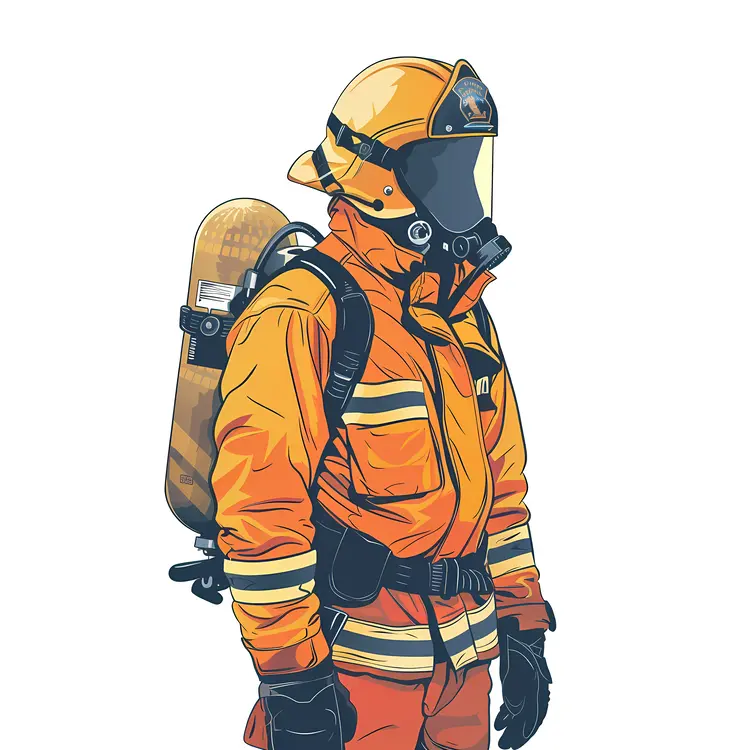 Firefighter in Uniform with Helmet