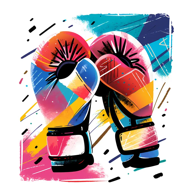 Colorful Boxing Gloves with Abstract Background
