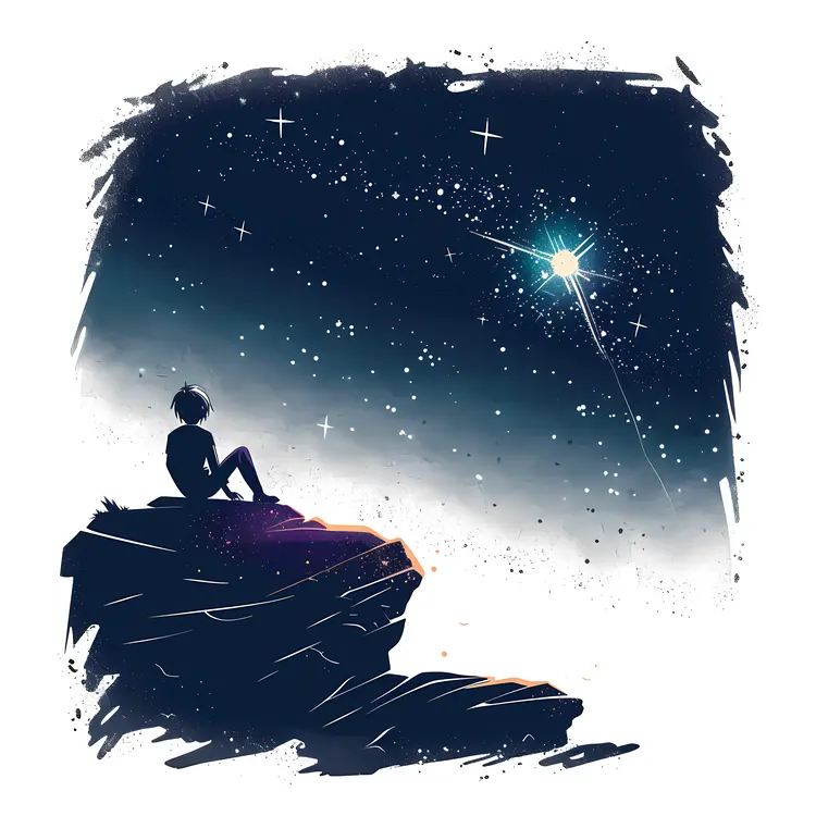 Silhouette Under Starry Sky