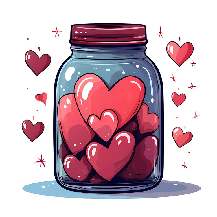 Jar with Big Hearts for Valentine's Day