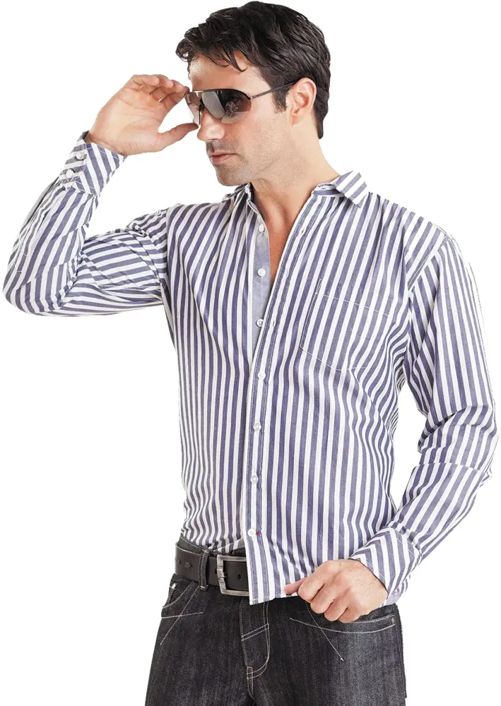 Man in Striped Shirt with Sunglasses