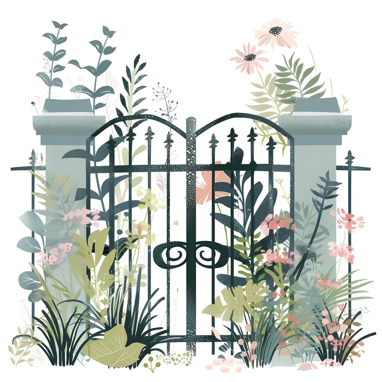 Iron Gate Surrounded by Flowers