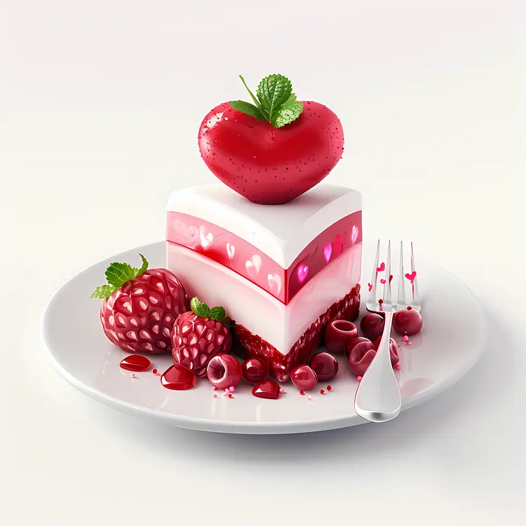 Heart-shaped Layered Cake with Berries