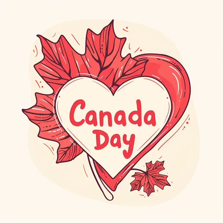 Canada Day Heart with Maple Leaf