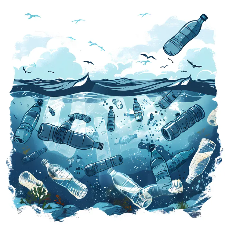 Plastic Bottles in Ocean