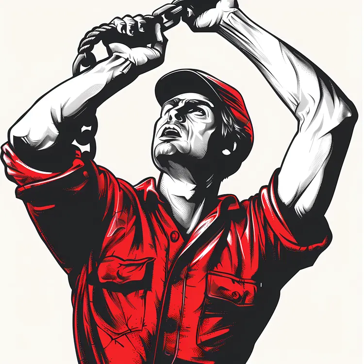 Construction Worker Pulling Chain