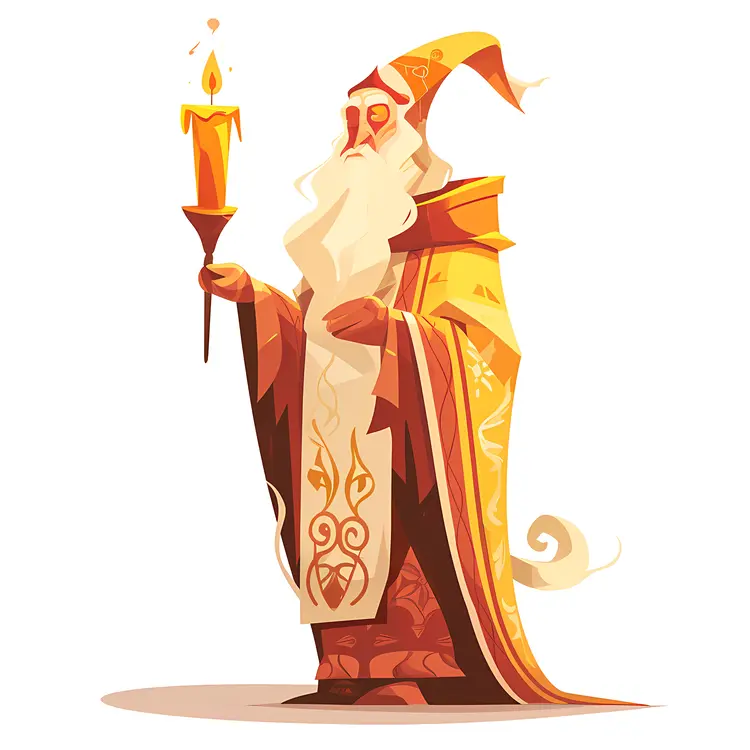 Illustration of Wizard with Candle