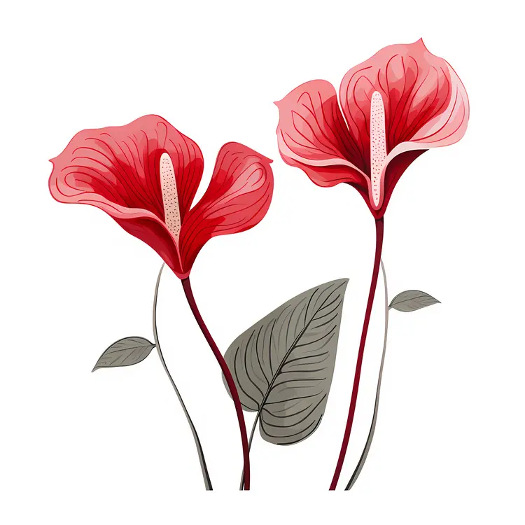Beautiful Red Flowers with Green Leaves