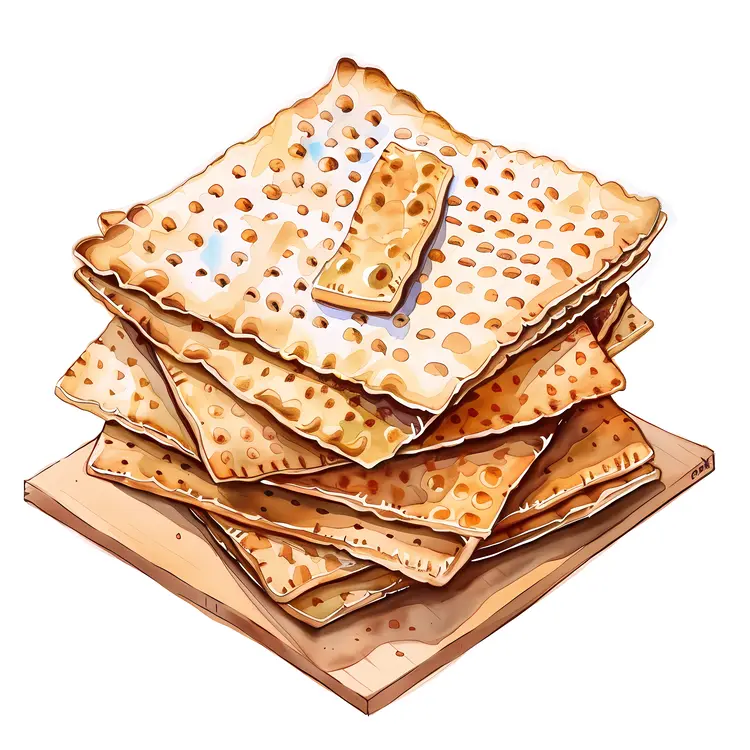 Stack of Matzo on Wooden Board
