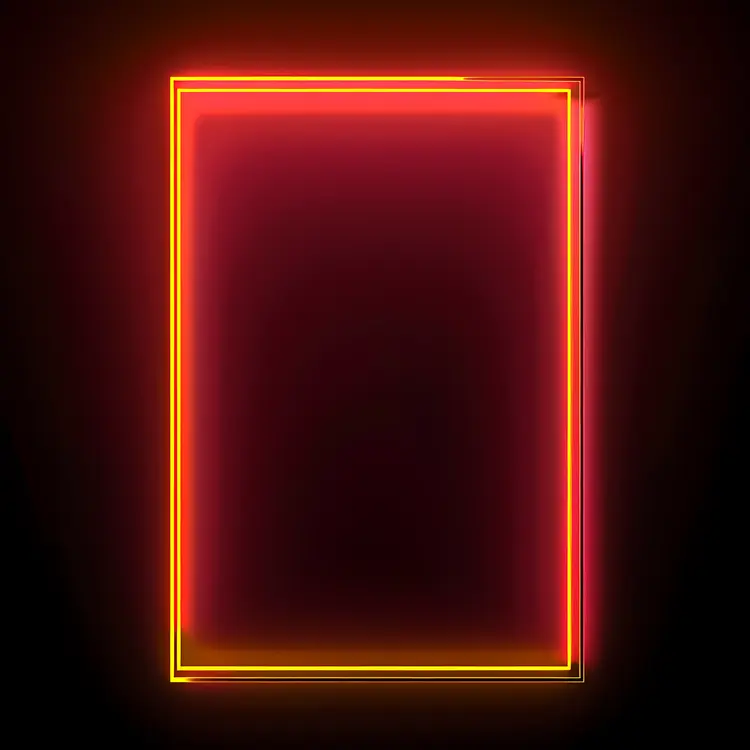 Neon Rectangle Frame with Red and Yellow Glow