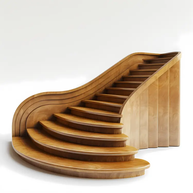 Elegant Curved Wooden Staircase
