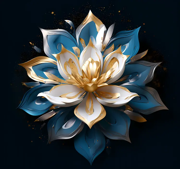 Stylish White and Blue Flower