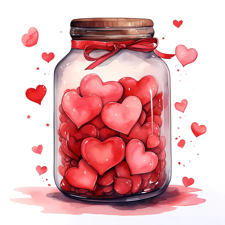 Red Hearts in a Jar for Valentine's Day