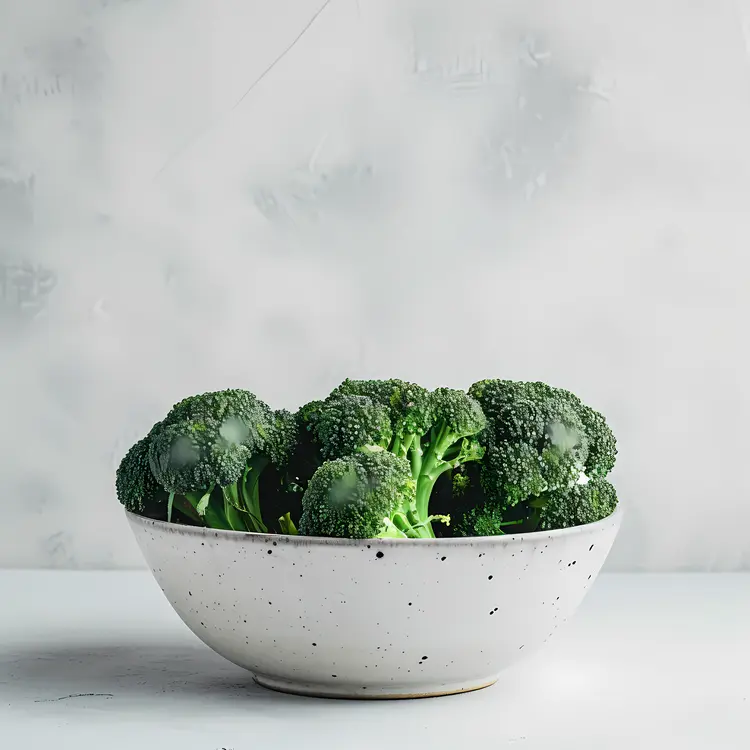 Fresh Broccoli in a White Bowl