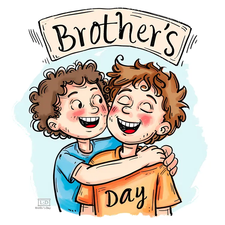 Happy Brothers Hugging Illustration for Brother's Day