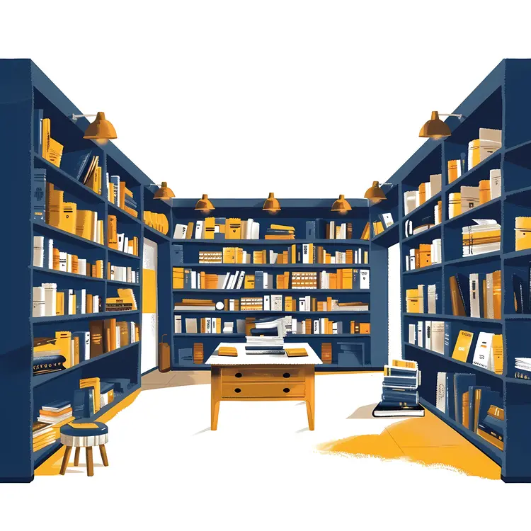 Cozy Library with Wooden Desk