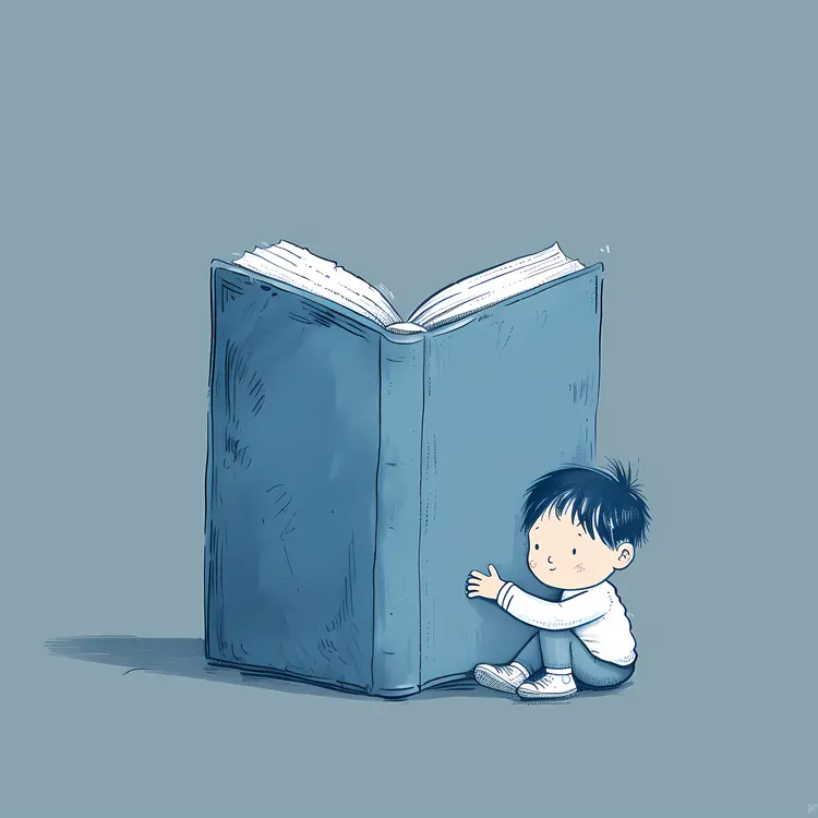 Boy Reading a Large Book