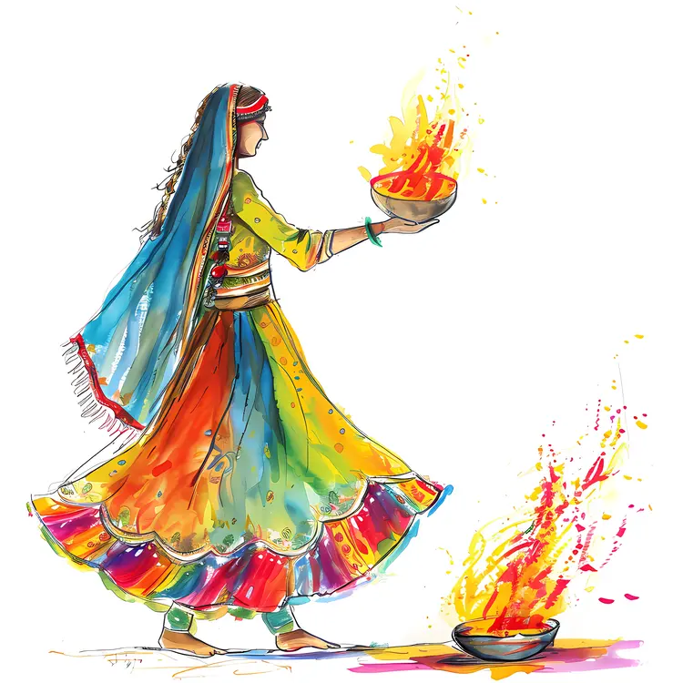 Woman Holding Fire Bowl