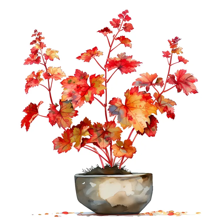 Potted Plant with Red Leaves