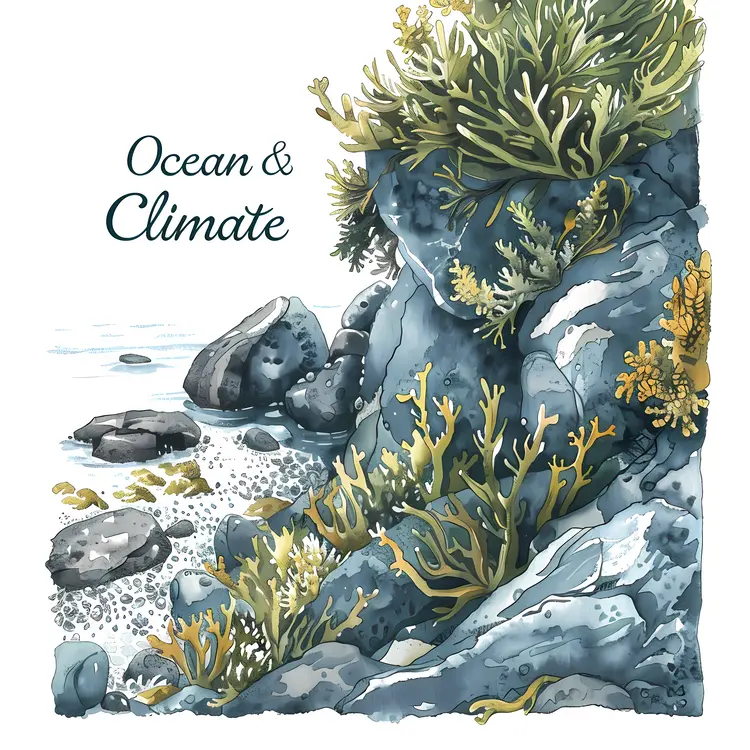 Ocean and Climate Rocky Shore Illustration