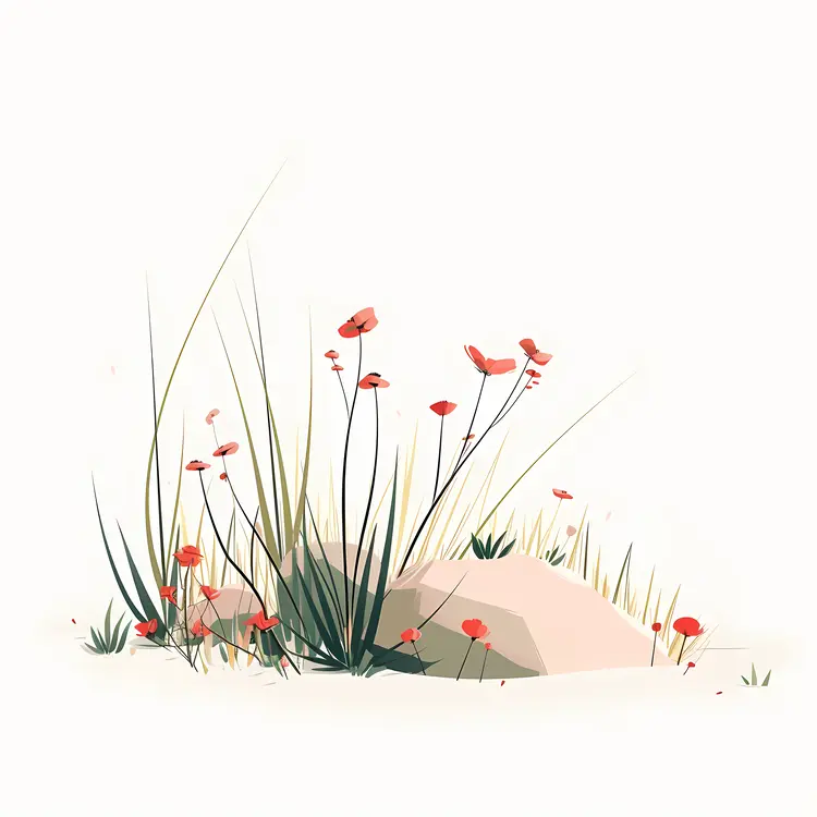 Red Wildflowers in Grass