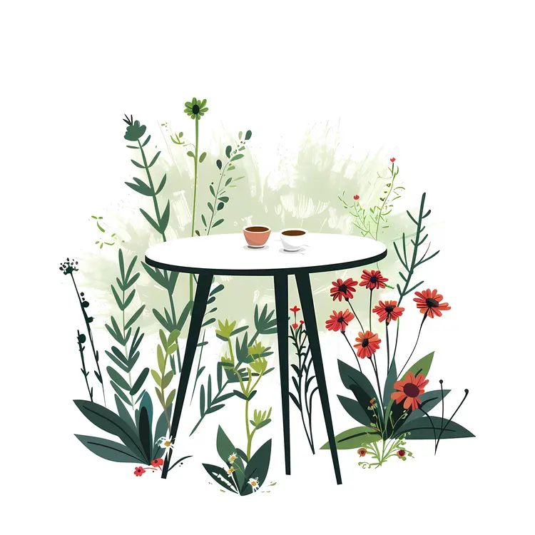 Garden Table with Plants