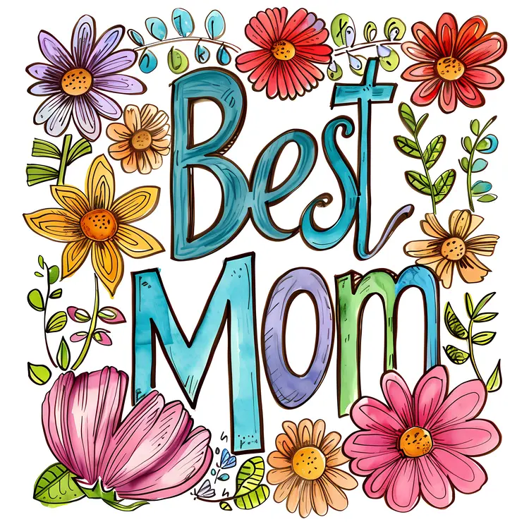 Best Mom Colorful Floral Design