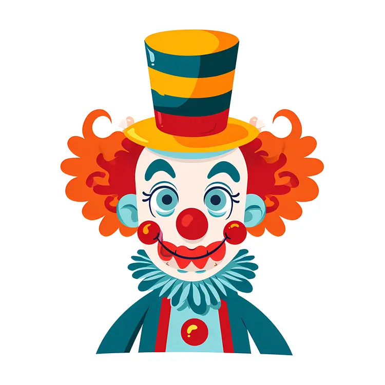 Clown with Striped Top Hat