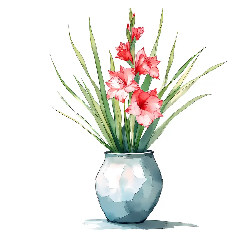 Gladiolus Flowers in a Pot