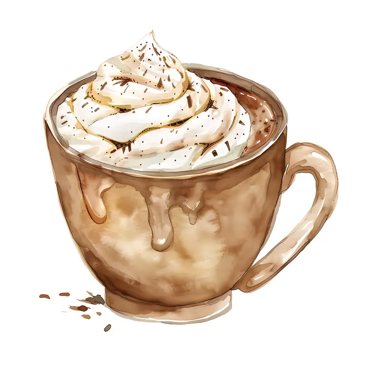 Hot Chocolate with Whipped Cream in Ceramic Mug