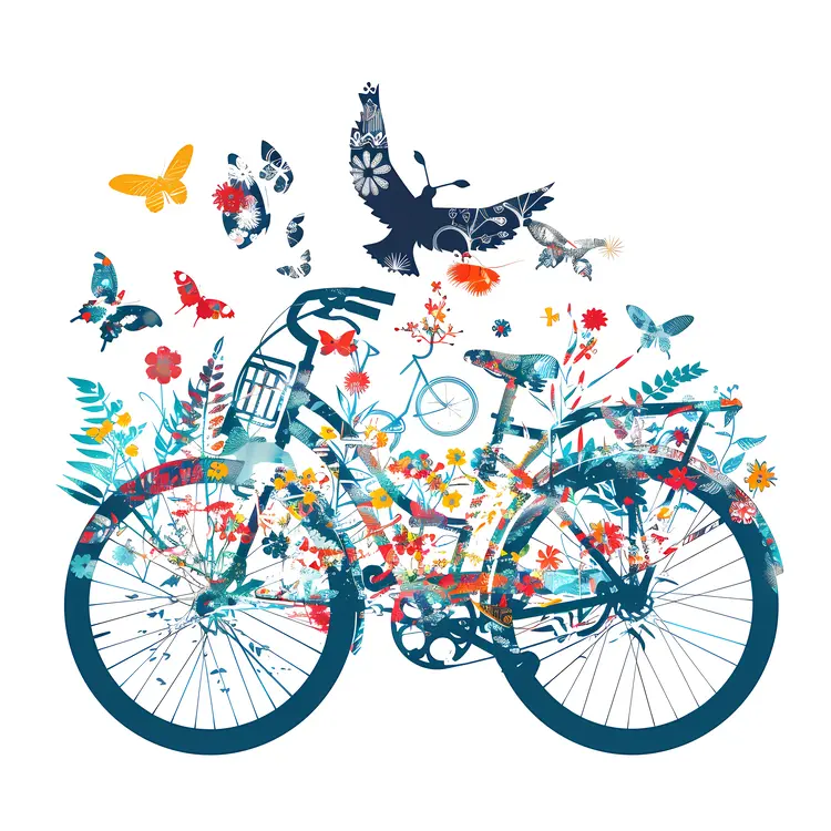 Bicycle with Flowers and Butterflies