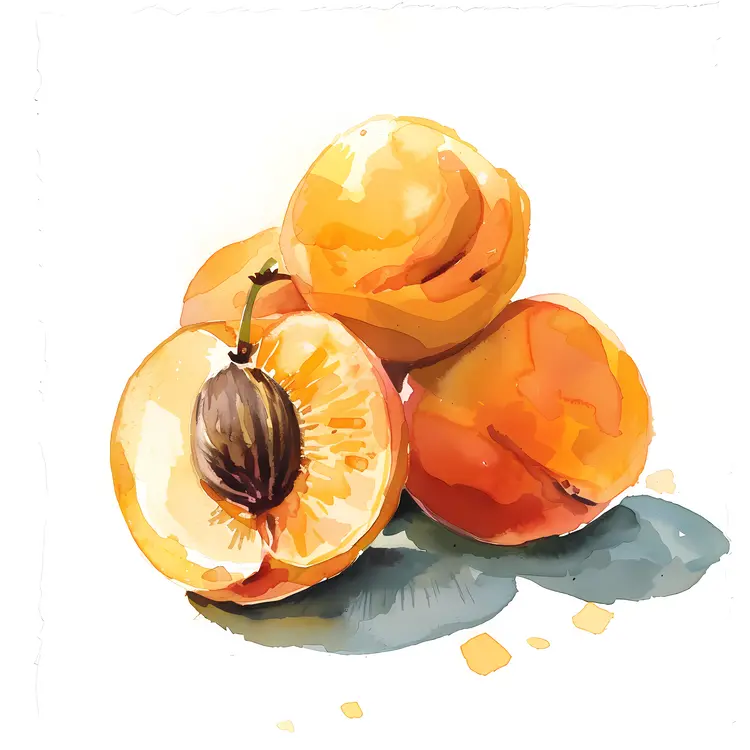 Orange Apricots with a Cut Half