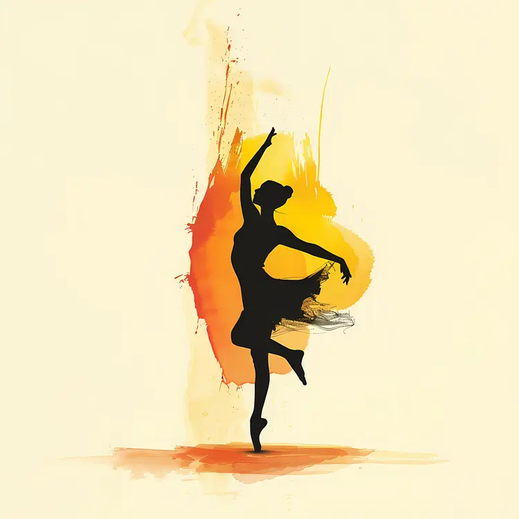 Elegant Dancer Silhouette with Colorful Background