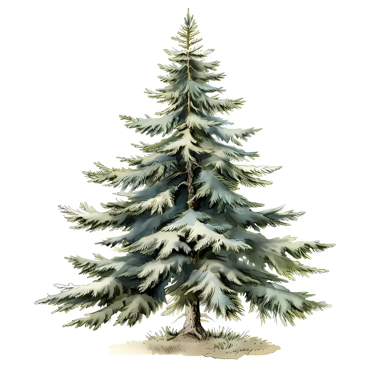 Snow-covered Pine Tree in Winter