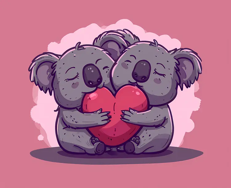 Koalas with Big Heart for Valentine's Day