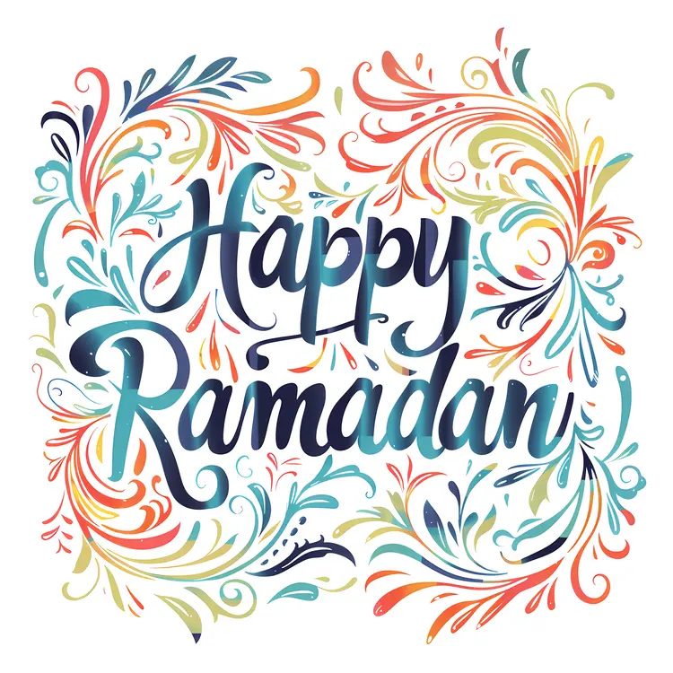 Happy Ramadan with Colorful Floral Patterns