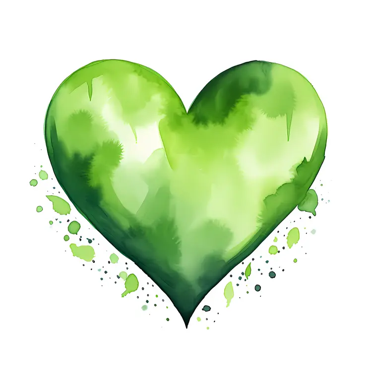 Beautiful Green Watercolor Heart