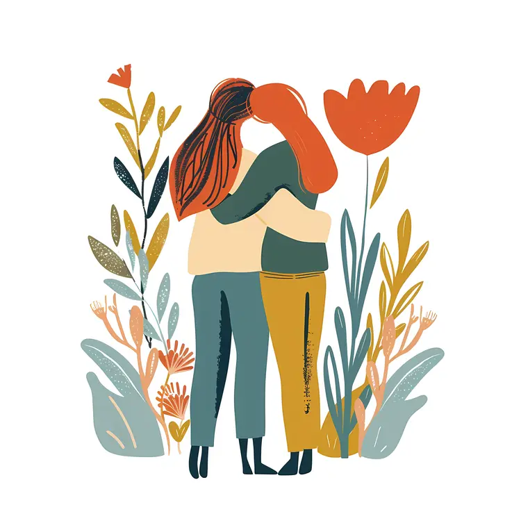 Two Women Hugging Affectionately