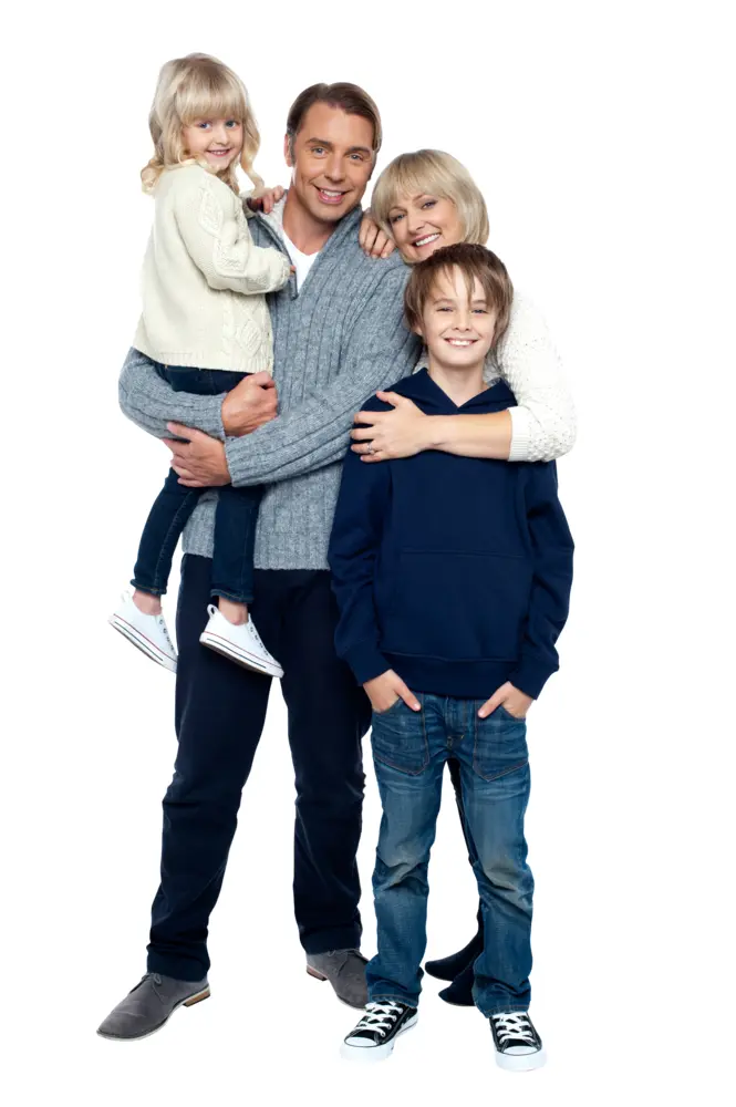Happy Family with Two Children