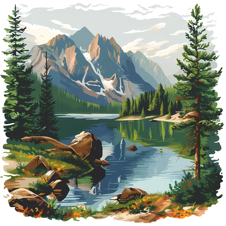 Tranquil Mountain Lake Landscape
