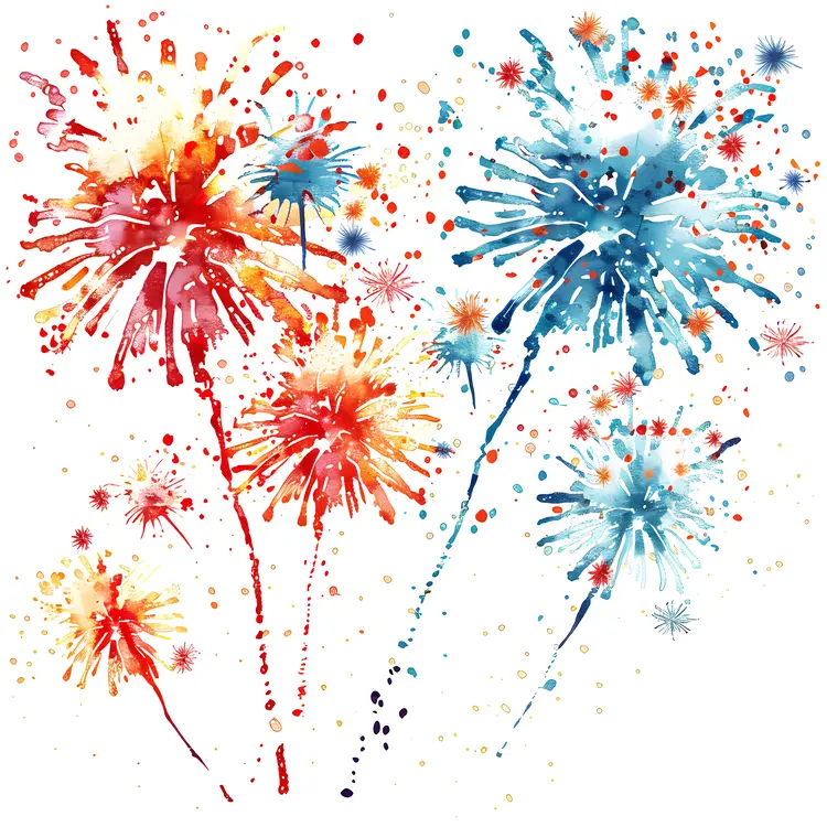 Watercolor Fireworks Art