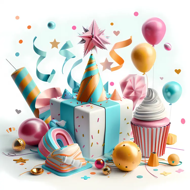 Festive Gift Box with Party Decorations