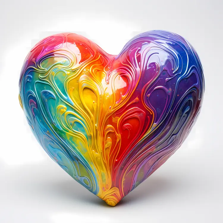 Colorful Swirl Rainbow Heart