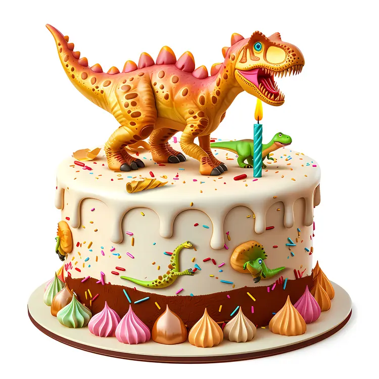 Colorful Dinosaur Birthday Cake